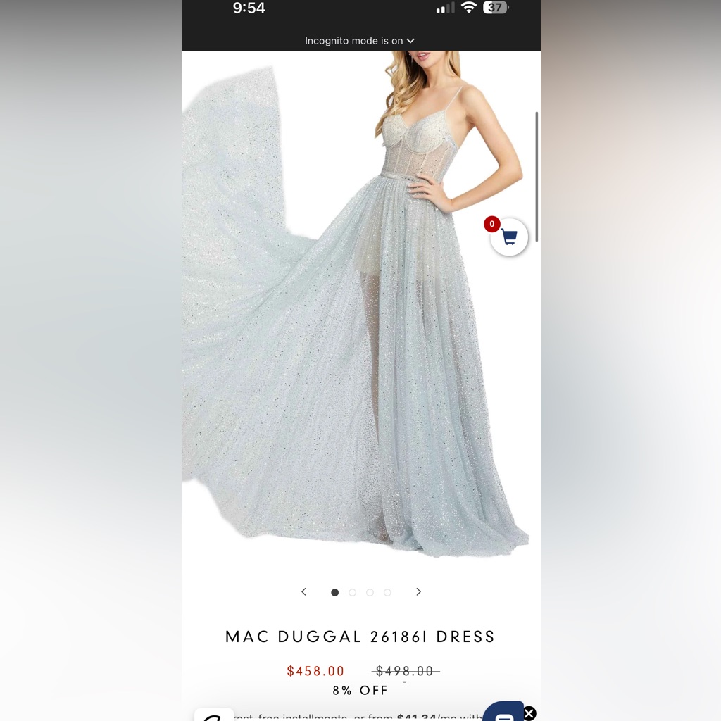 Mac Duggal Glittering Silver Maxi Dress